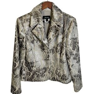 NueVa | Metallic Crackle Button Down Jacket | Silver, Cream | NWOT | Size 10